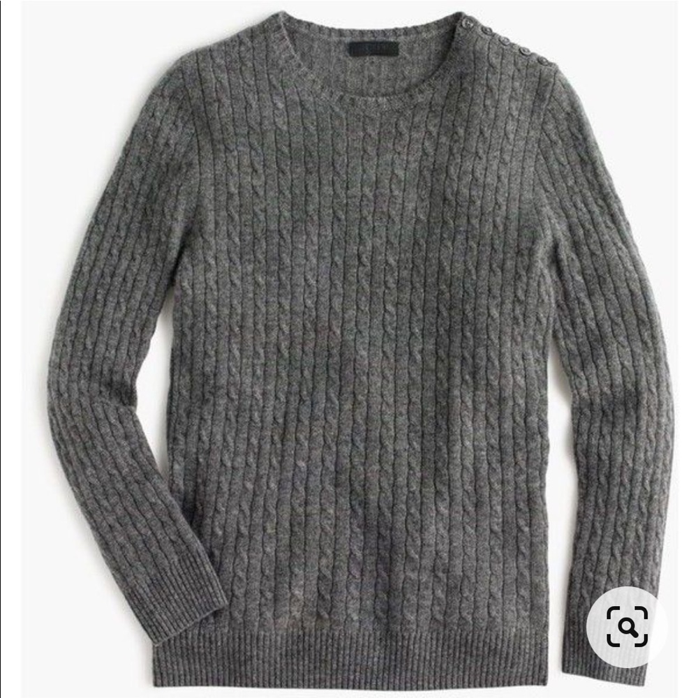 J.Crew Cable-knit cashmere crewneck sweater with shoulder buttons Grey XXS